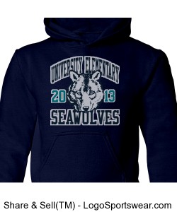 Youth Navy Blue 50/50 Seawolves Sweatshirt Design Zoom